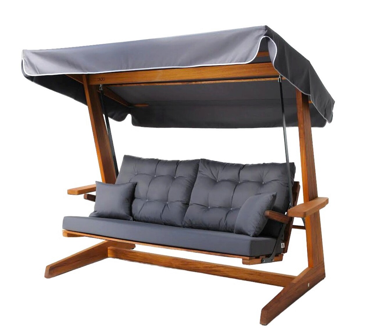 Balansoar de gradina 3 locuri, Swingo, Sia 2400, 235x134x195 cm, lemn, antracit/natural Mobilier Grădină